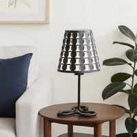 Plastic Shade Metal Table Lamp with Open Clover Base, Black - BM240899