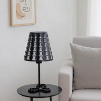 Plastic Shade Metal Table Lamp with Open Clover Base, Black - BM240899