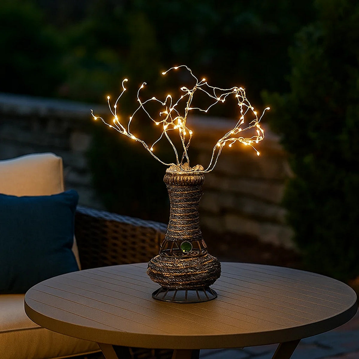 Tree Table Lamp with Aluminum Wire and Multiple LED, White - BM240931