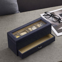 Watch Case with Drawer Display and  4 Slots, Blue - BM240949