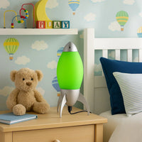 Kid Table Lamp with Rocket Design Silhouette, Green - BM240953