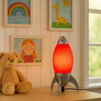 Kid Table Lamp with Rocket Design Silhouette, Red - BM240954