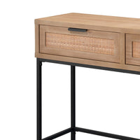 Console Table with Woven Rattan Front Drawers, Brown