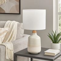 Table Lamp with Ceramic Bottle Shape Body, Cream  - BM241092