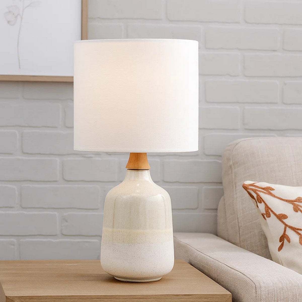 Table Lamp with Ceramic Bottle Shape Body, Cream  - BM241092