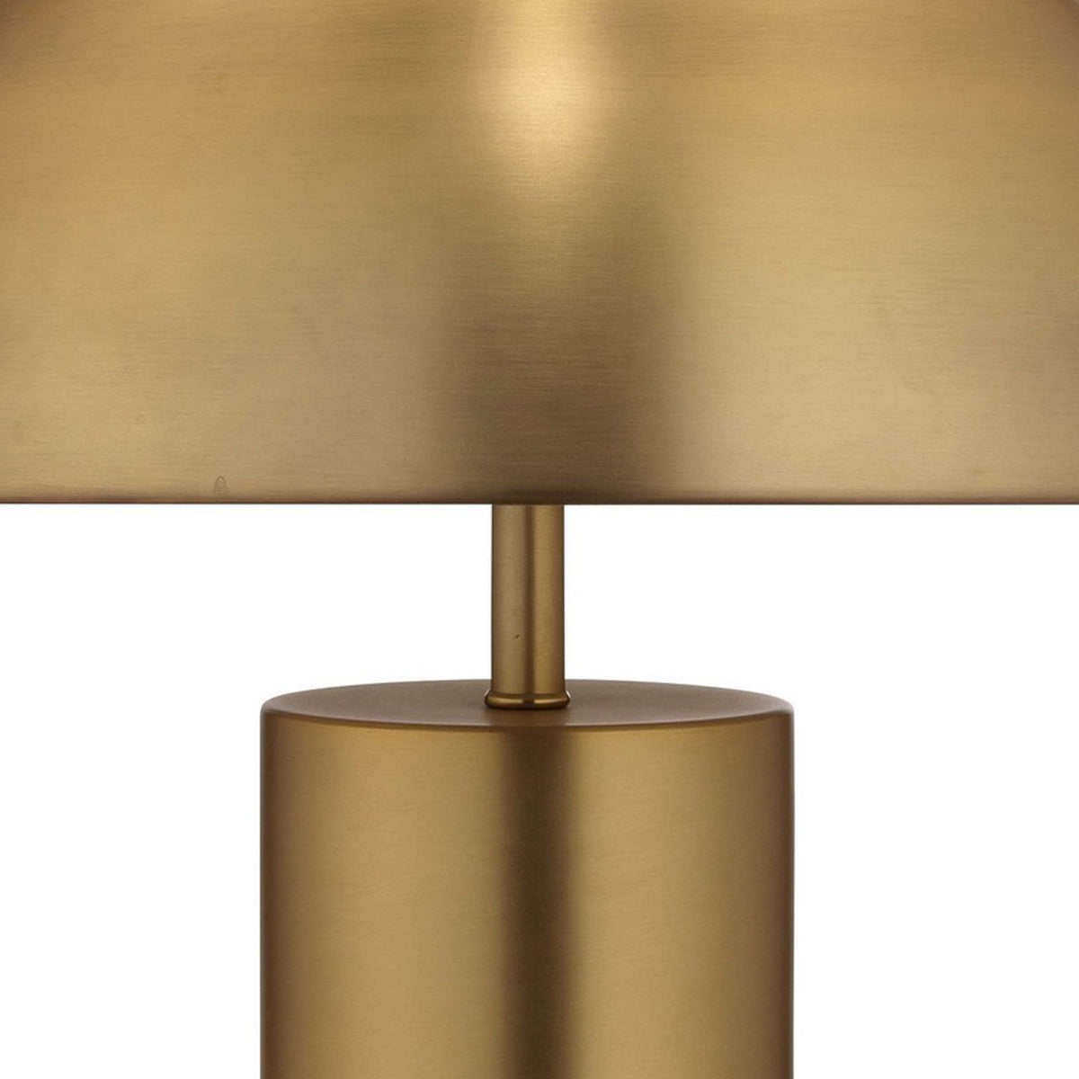 Table Lamp with Metal Umbrella Shade and Cylindrical Body, Brass  - BM241099