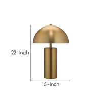 Table Lamp with Metal Umbrella Shade and Cylindrical Body, Brass  - BM241099