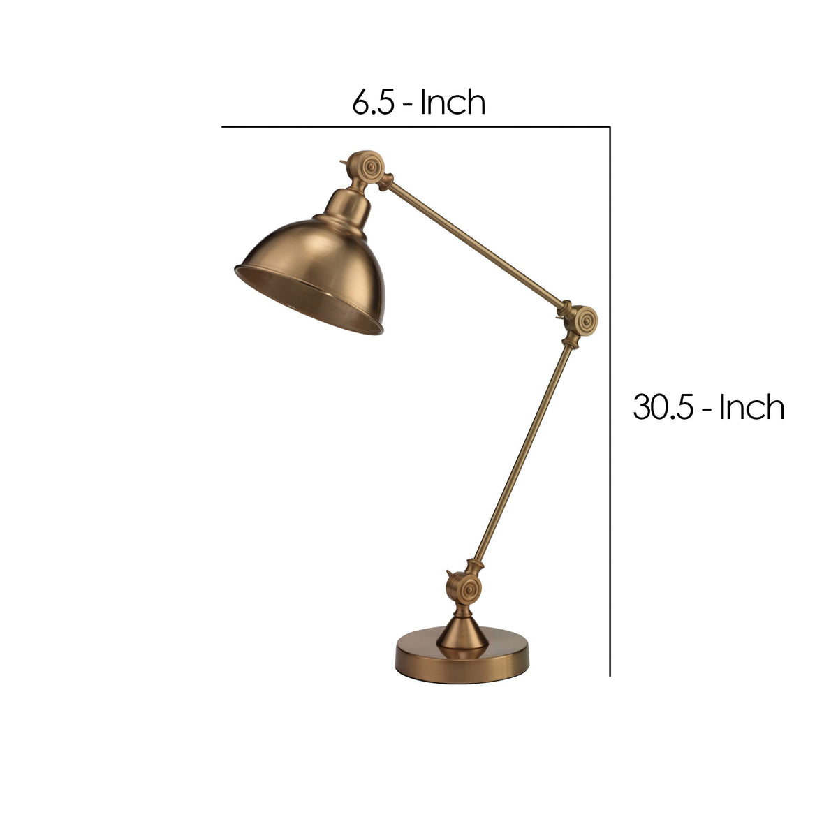 Table Lamp with Adjustable Tubular Metal Frame, Brass  - BM241118
