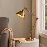 Table Lamp with Adjustable Tubular Metal Frame, Brass  - BM241118