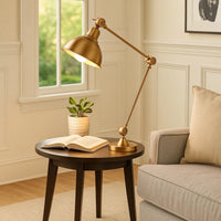 Table Lamp with Adjustable Tubular Metal Frame, Brass  - BM241118