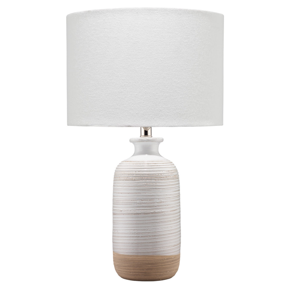 Table Lamp with Brushed Ceramic Body and Fabric Shade, Cream  - BM241121