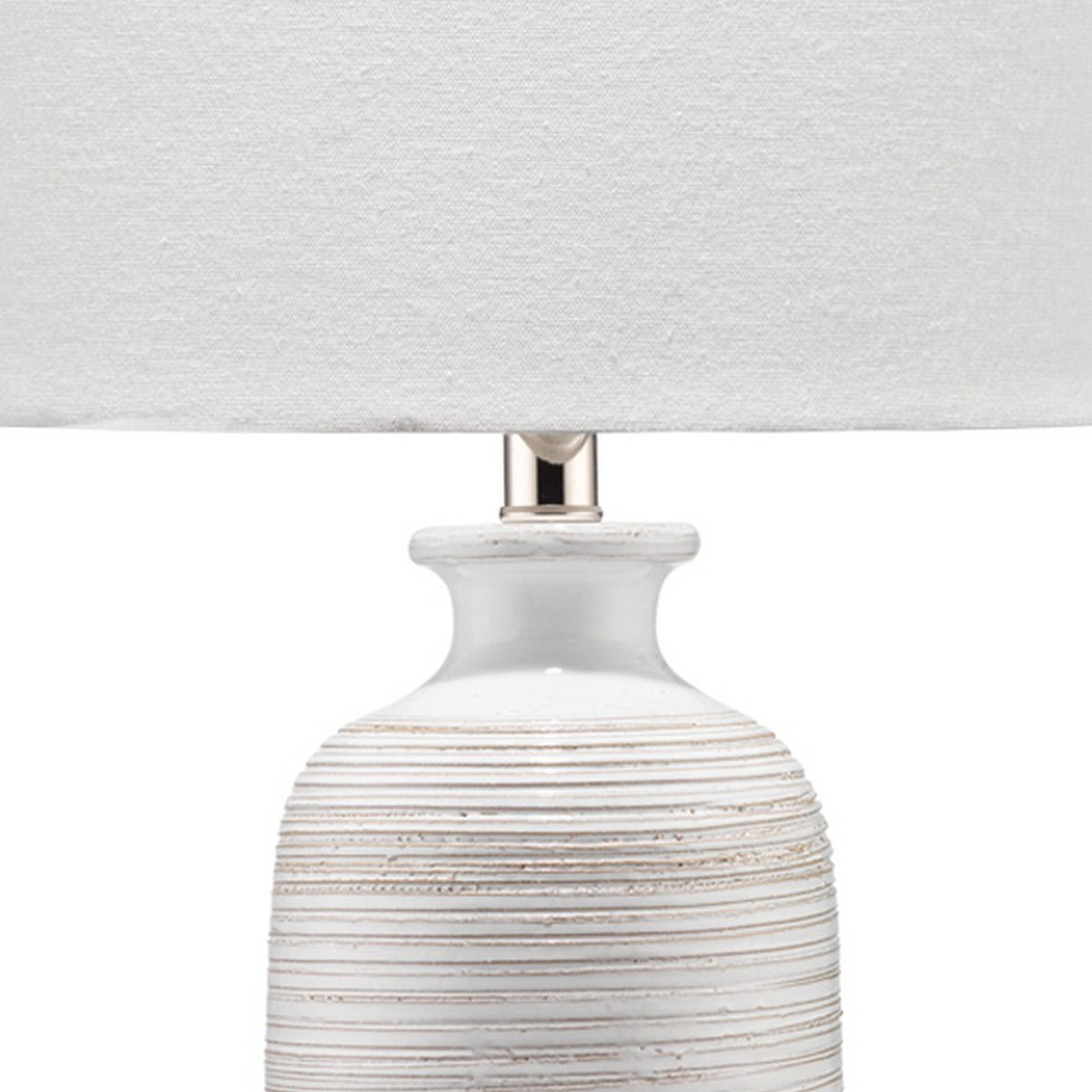 Table Lamp with Brushed Ceramic Body and Fabric Shade, Cream  - BM241121