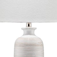 Table Lamp with Brushed Ceramic Body and Fabric Shade, Cream  - BM241121