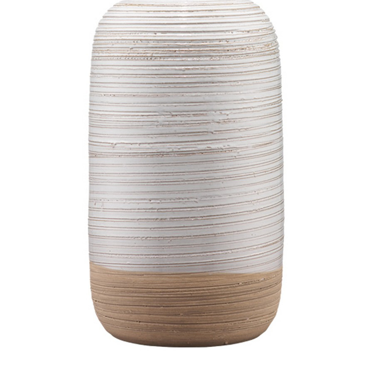 Table Lamp with Brushed Ceramic Body and Fabric Shade, Cream  - BM241121