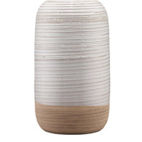 Table Lamp with Brushed Ceramic Body and Fabric Shade, Cream  - BM241121