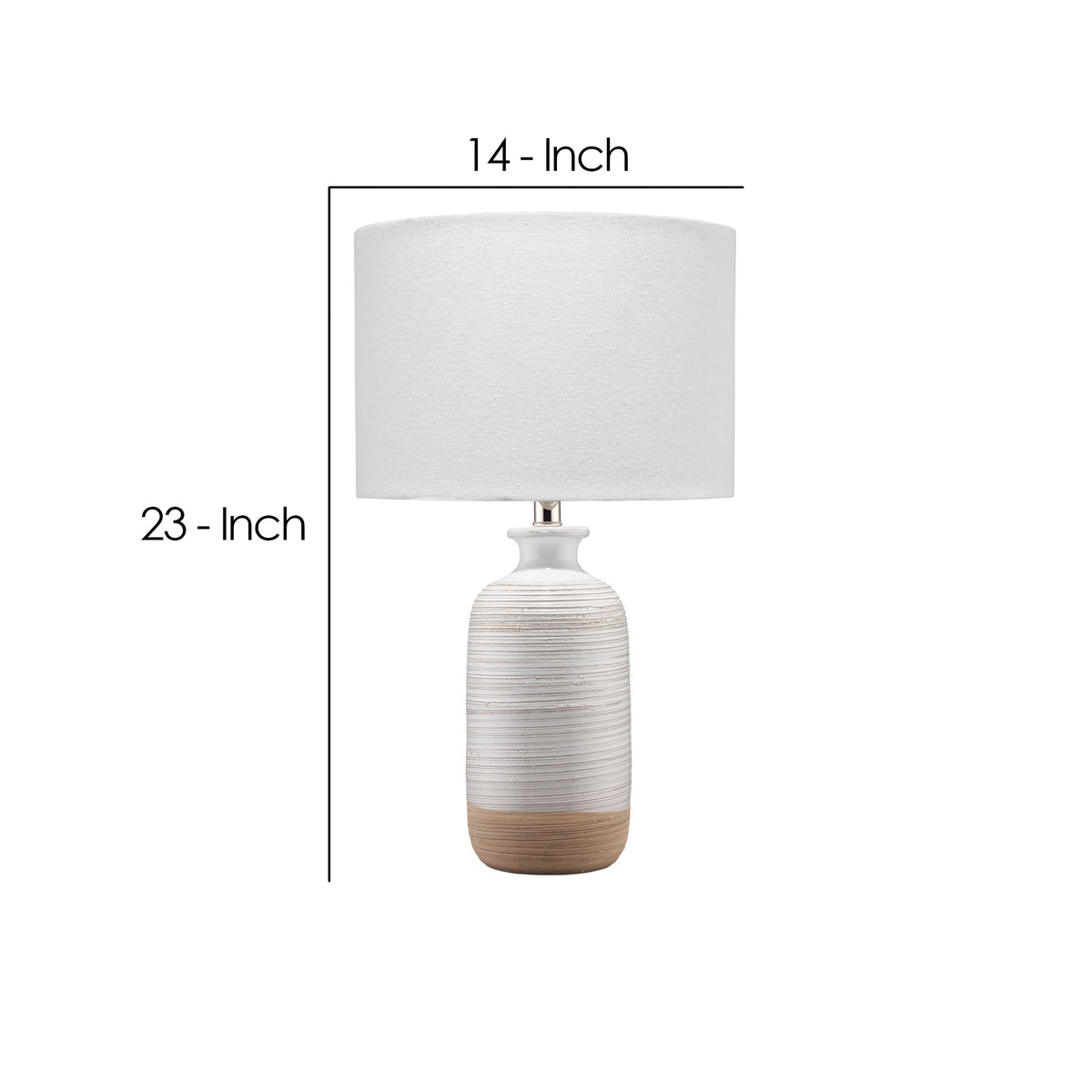 Table Lamp with Brushed Ceramic Body and Fabric Shade, Cream  - BM241121