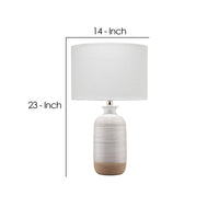 Table Lamp with Brushed Ceramic Body and Fabric Shade, Cream  - BM241121