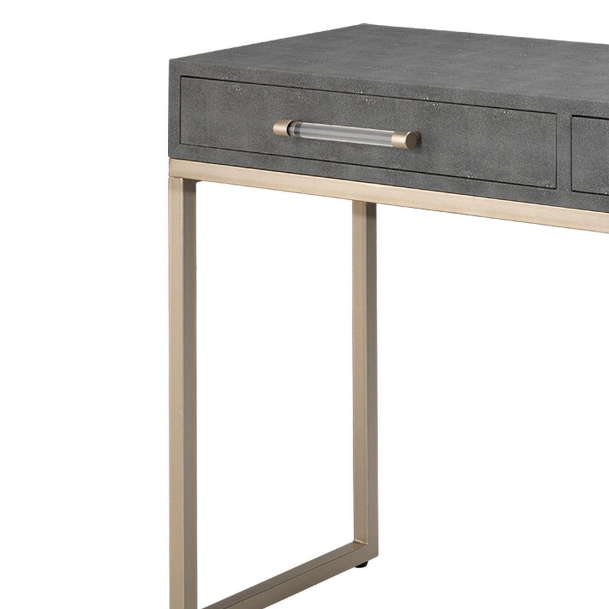 Console Table with Two Drawers and Metal Base, Gray