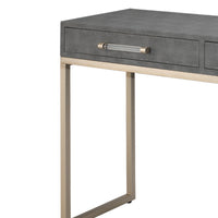 Console Table with Two Drawers and Metal Base, Gray