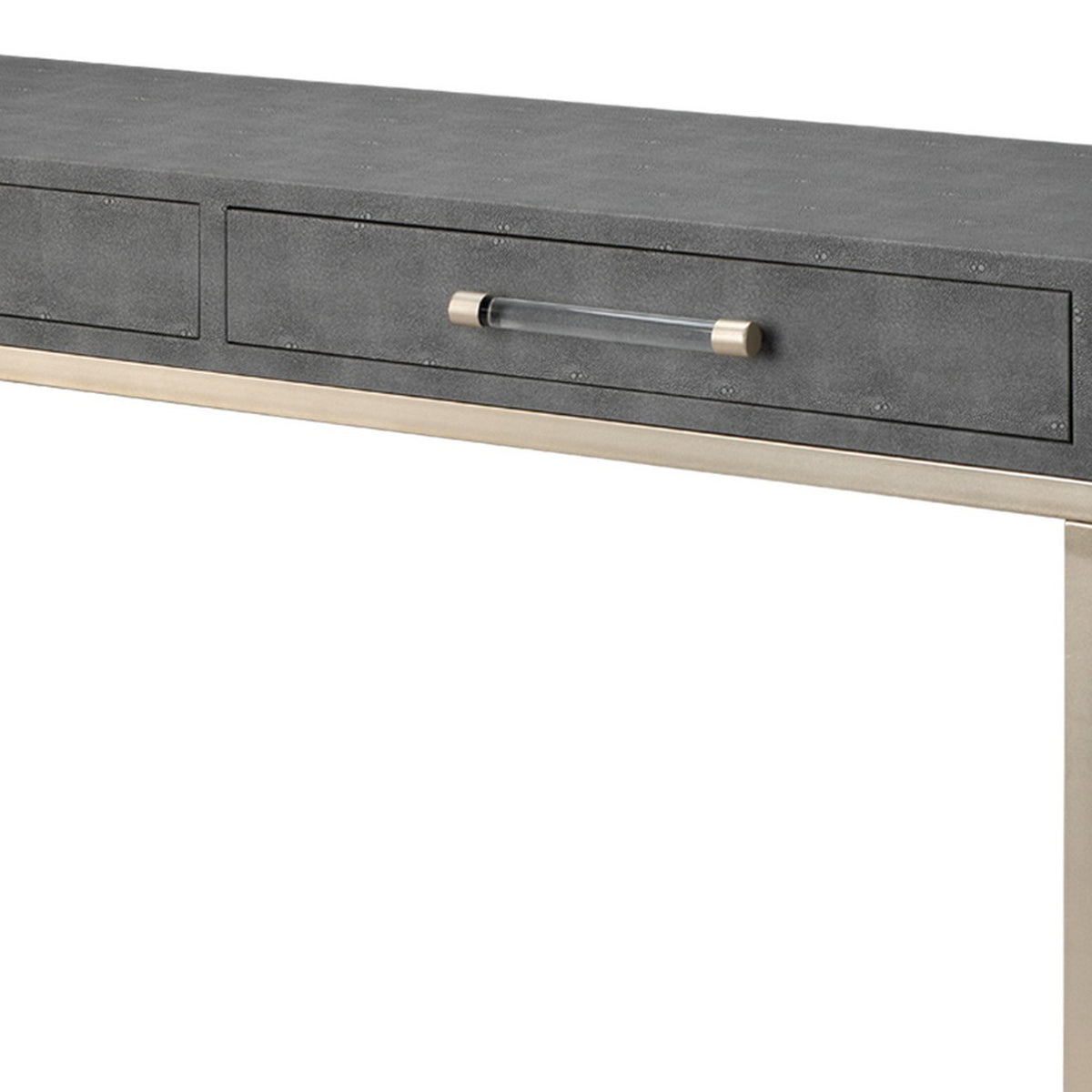 Console Table with Two Drawers and Metal Base, Gray