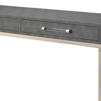 Console Table with Two Drawers and Metal Base, Gray