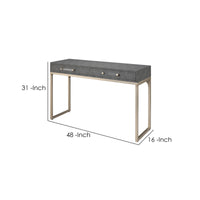 Console Table with Two Drawers and Metal Base, Gray