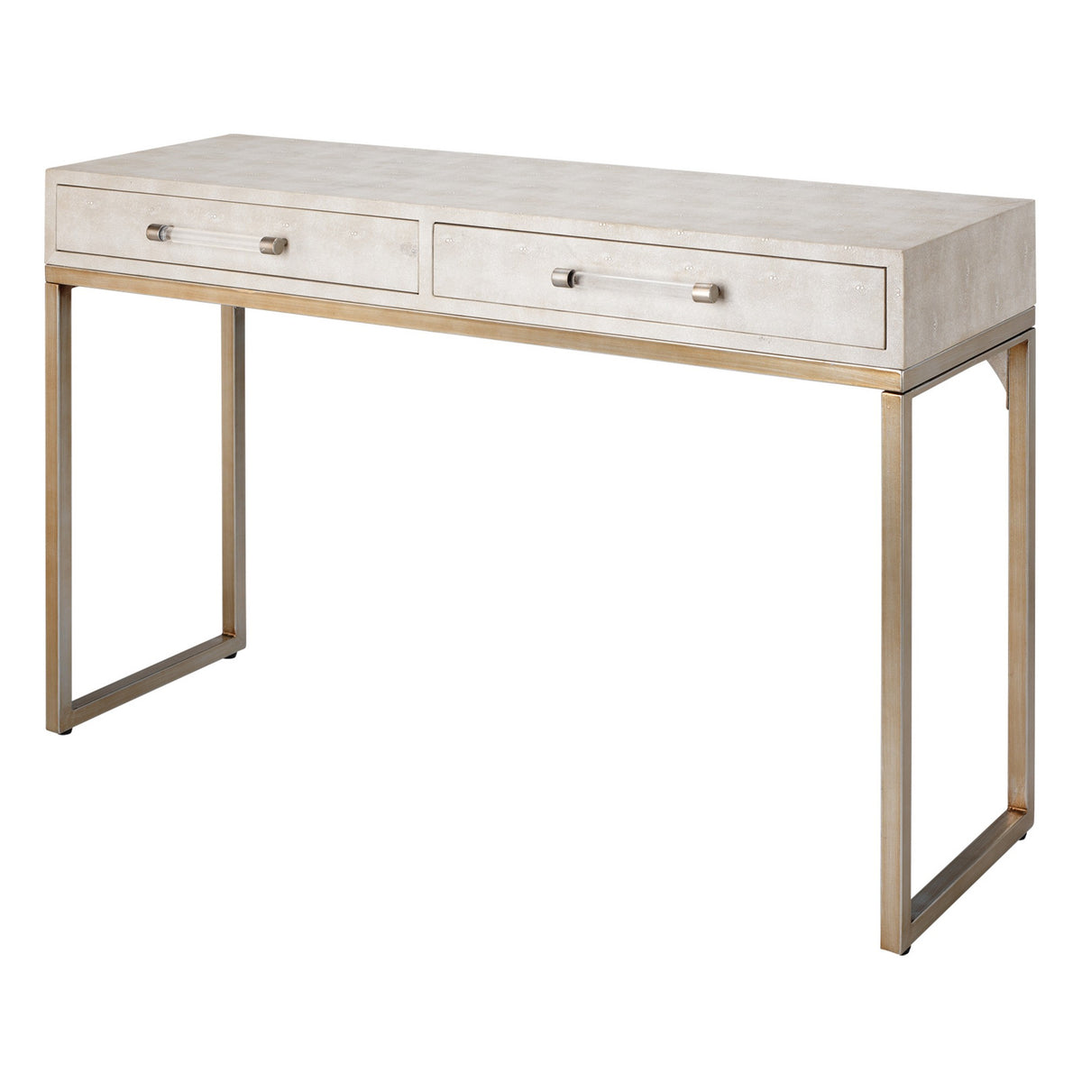 Console Table with Two Drawers and Metal Base, White  - BM241137
