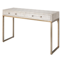 Console Table with Two Drawers and Metal Base, White  - BM241137