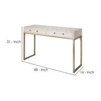 Console Table with Two Drawers and Metal Base, White  - BM241137