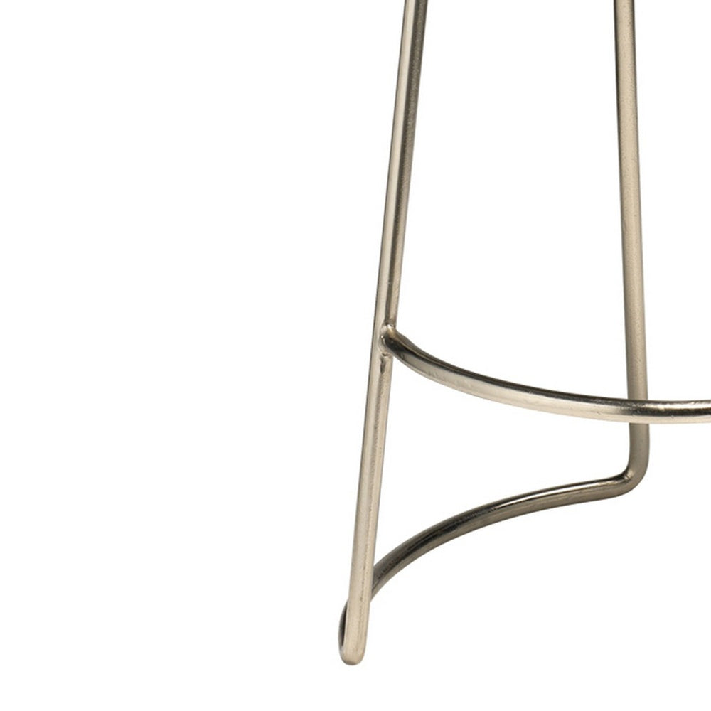 Bar Stool with Stitched Leatherette Seat, Silver and Gray  - BM241151