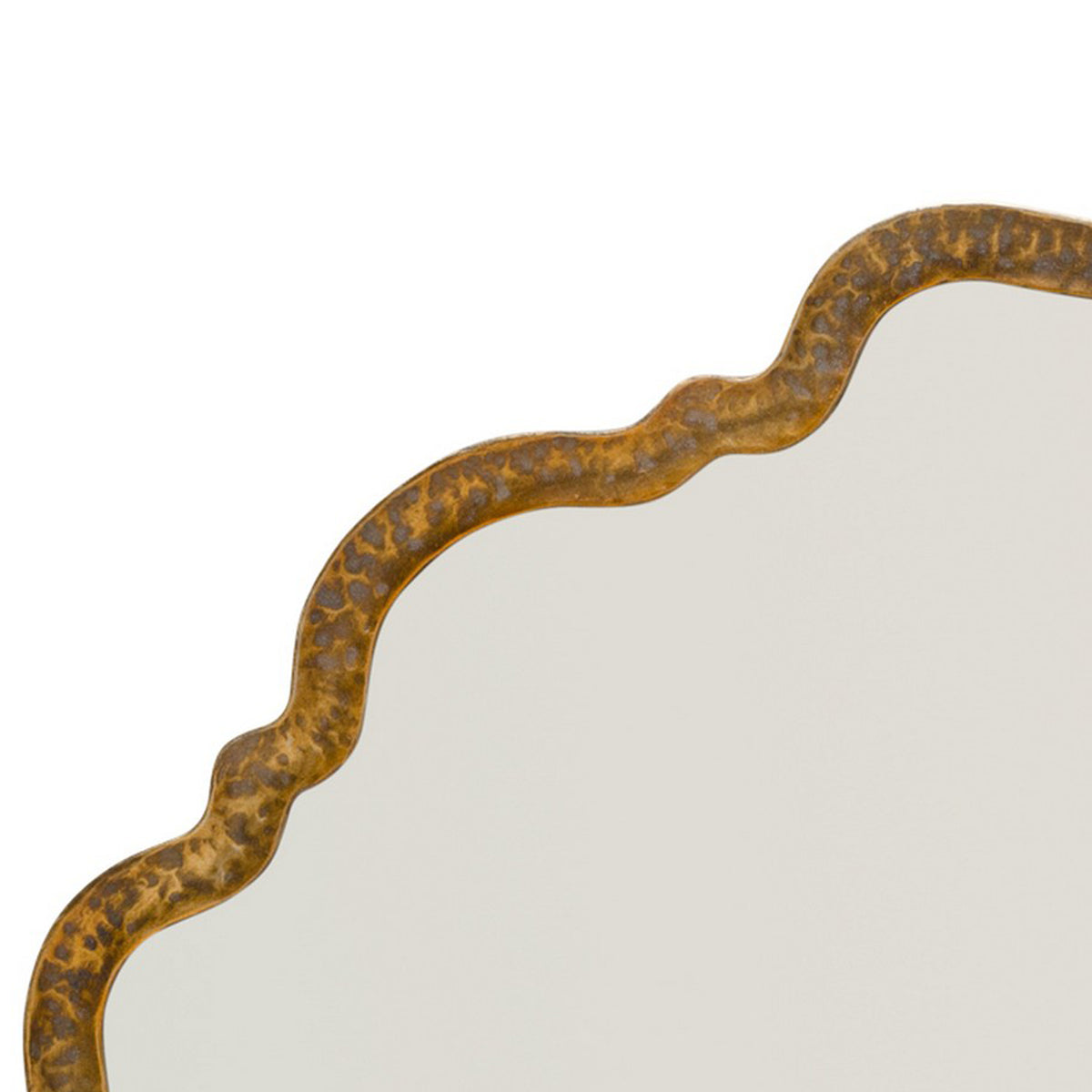Mirror with Scalloped Design and Metal Frame, Antique Gold