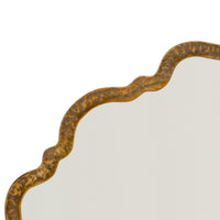 Mirror with Scalloped Design and Metal Frame, Antique Gold