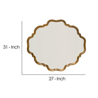 Mirror with Scalloped Design and Metal Frame, Antique Gold