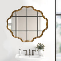 Mirror with Scalloped Design and Metal Frame, Antique Gold