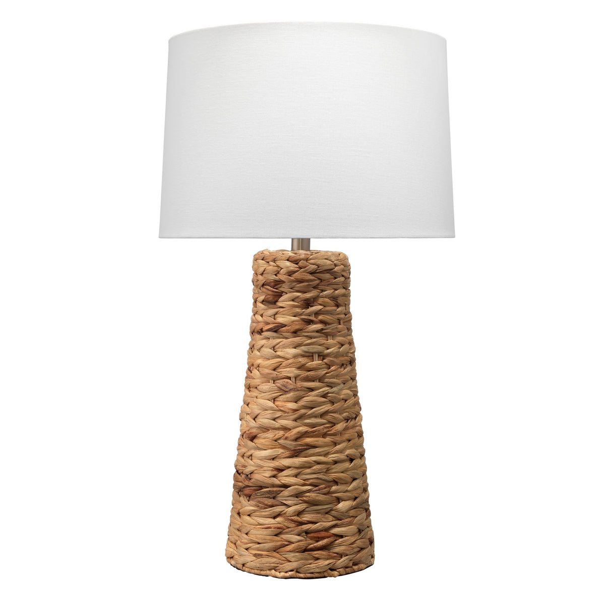 Table Lamp with Drum Shade and Seagrass Base, White and Brown  - BM241168