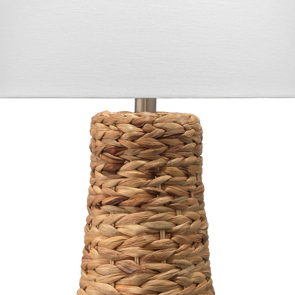 Table Lamp with Drum Shade and Seagrass Base, White and Brown  - BM241168