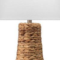Table Lamp with Drum Shade and Seagrass Base, White and Brown  - BM241168