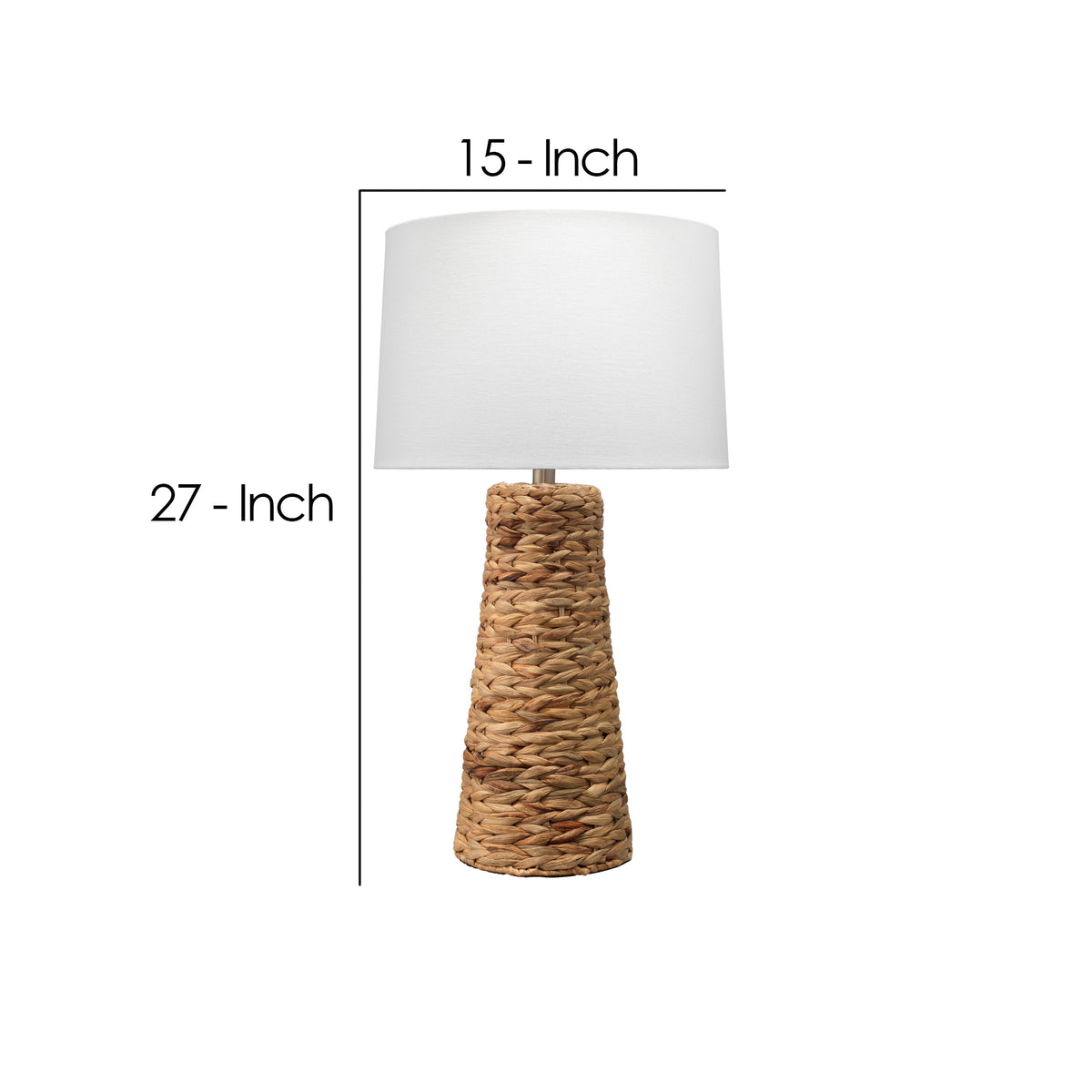 Table Lamp with Drum Shade and Seagrass Base, White and Brown  - BM241168