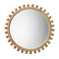 Mirror with Spherical Beads Accent and Wooden Frame, Brown  - BM241185