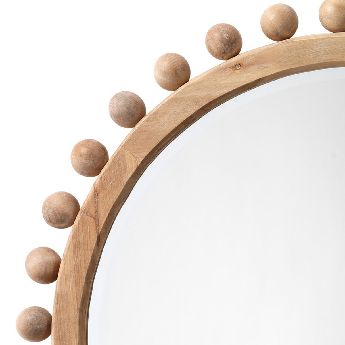 Mirror with Spherical Beads Accent and Wooden Frame, Brown  - BM241185