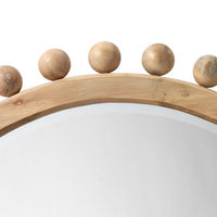 Mirror with Spherical Beads Accent and Wooden Frame, Brown  - BM241185