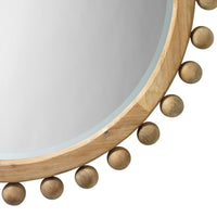 Mirror with Spherical Beads Accent and Wooden Frame, Brown  - BM241185