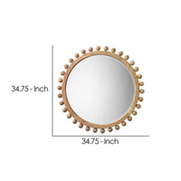 Mirror with Spherical Beads Accent and Wooden Frame, Brown  - BM241185