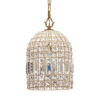 Pendant Chandelier with Dome Metal Frame and Crystal Accents, Gold  - BM241205
