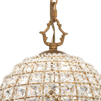 Pendant Chandelier with Dome Metal Frame and Crystal Accents, Gold  - BM241205