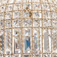 Pendant Chandelier with Dome Metal Frame and Crystal Accents, Gold  - BM241205