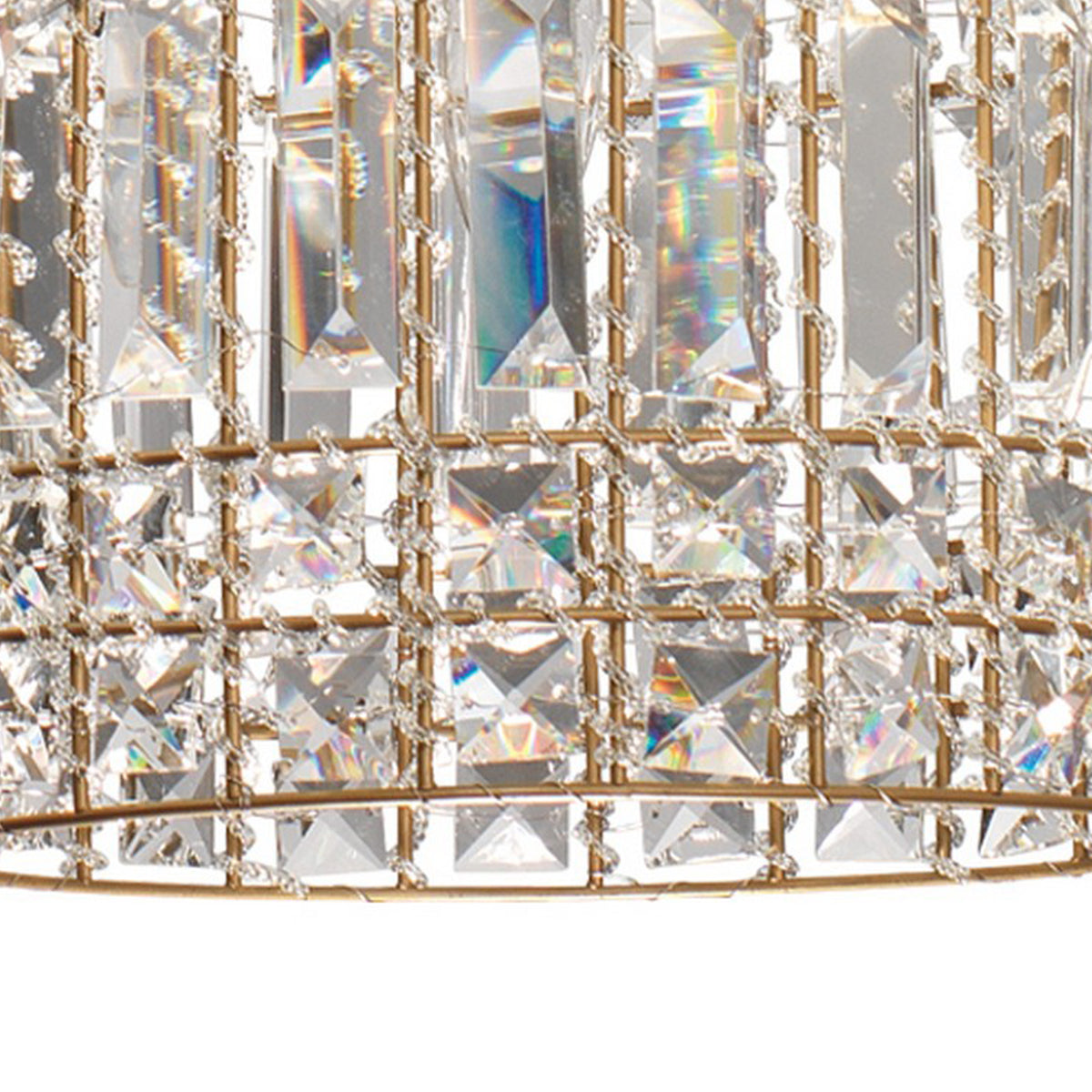 Pendant Chandelier with Dome Metal Frame and Crystal Accents, Gold  - BM241205