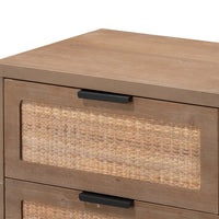 Side Table with MDF Frame and 2 Rattan Weaving Front Drawers, Brown  - BM241210