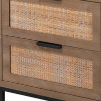 Side Table with MDF Frame and 2 Rattan Weaving Front Drawers, Brown  - BM241210