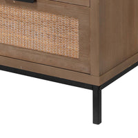 Side Table with MDF Frame and 2 Rattan Weaving Front Drawers, Brown  - BM241210